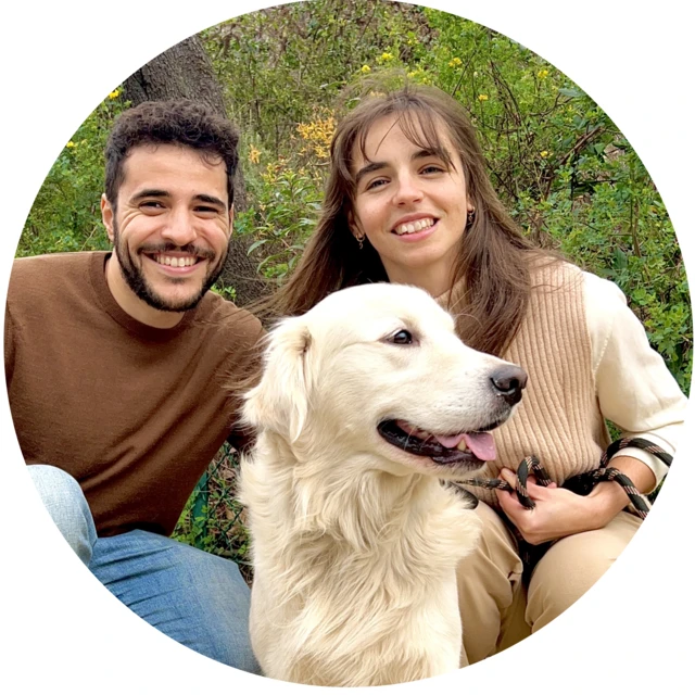 Brunelle et Reda, fondateurs d'AlloVet, avec leur chien